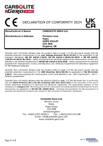 CE Declaration of Conformity 