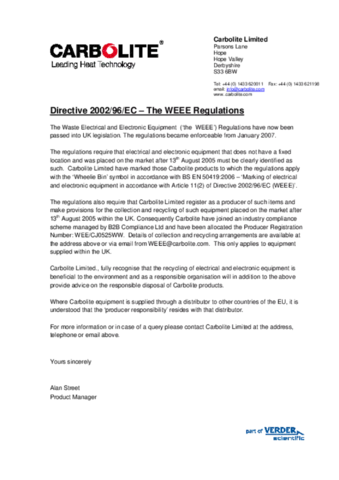 WEEE Regulations Statement