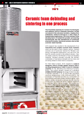 Ceramic foam debinding and sintering in one process