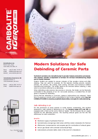 Modern Solutions for Safe Debinding of Ceramic Parts