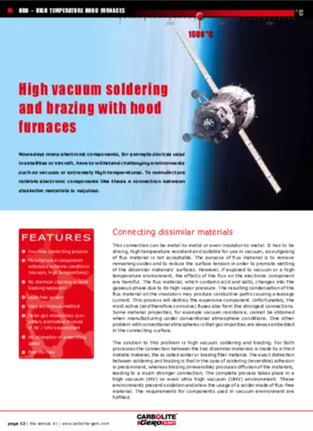 High vacuum soldering and brazing with hood furnaces