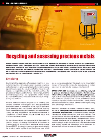 Recycling and assessing precious metals