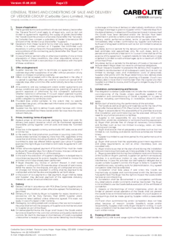 General terms and conditions of sale and delivery
