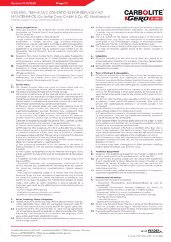 General Terms and Conditions for Service & Maintenance