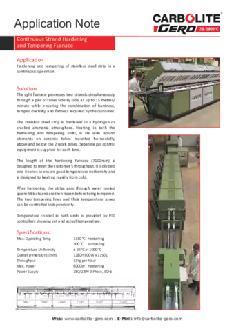 Continuous Strand Hardening and Tempering Furnace