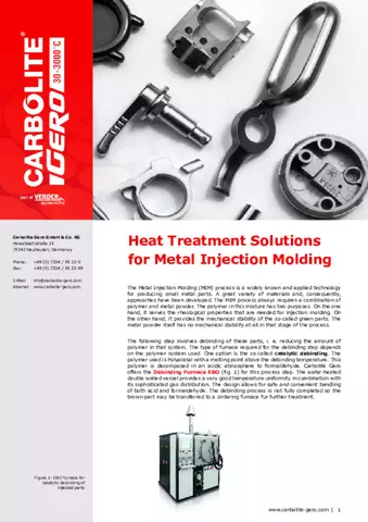Heat Treatment Solutions for Metal Injection Molding
