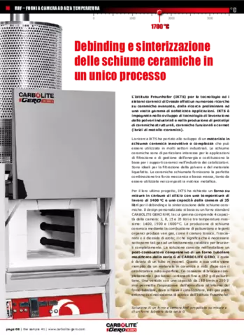 Debinding e sinterizzazione delle schiume ceramiche in un unico processo