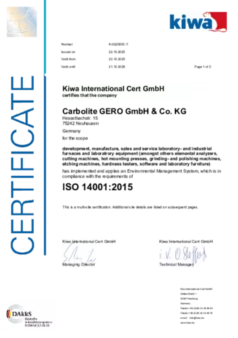 ISO 14001 Certificate